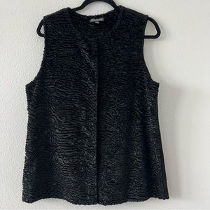 Adrianna Papell Black Faux Fur Snap Front Vest
